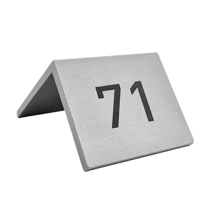 Chevalet de table numéroté argenté aluminium Fortis - 60 x 50 mm - par pièce