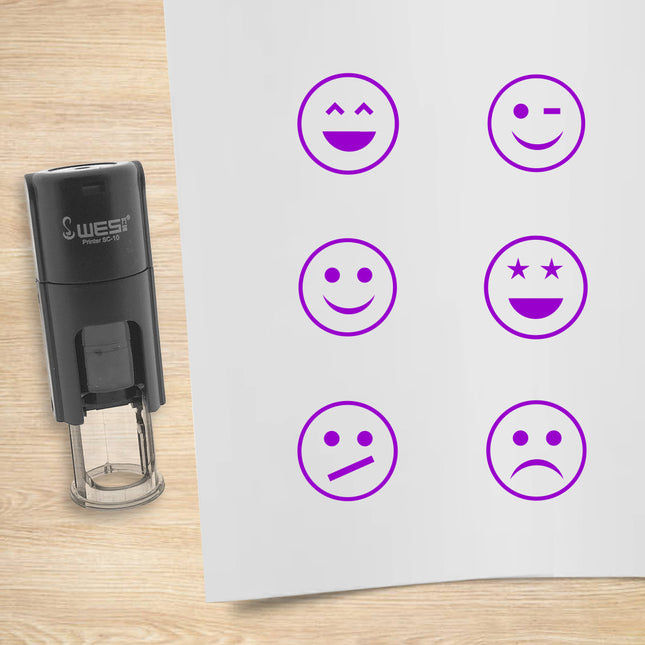 Kit de 6 tampons encreurs smiley - Ø10 mm