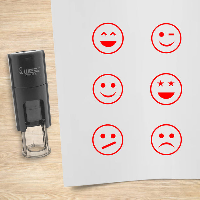Kit de 6 tampons encreurs smiley - Ø10 mm