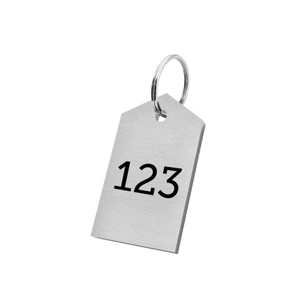 Porte-clés numéroté argenté en aluminium anodisé mat triangle - 50 x 30 mm - par pièce