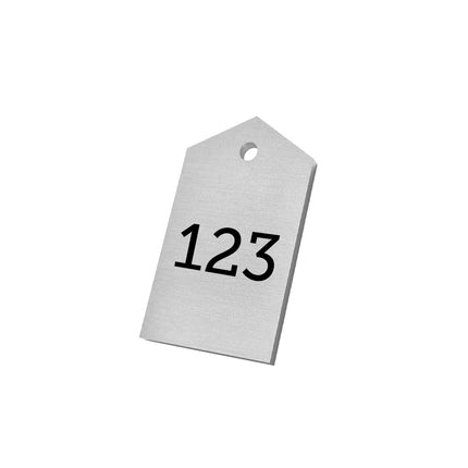 Jeton numéroté argenté en aluminium anodisé - 50 x 30 mm - par pièce