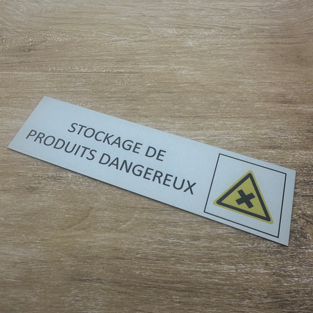 Plaque de porte Stockage de produits dangereux -  aluminium - 165 x 45 mm