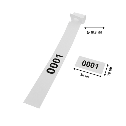 Étiquettes à boucle numérotées - 250 x 19,1 mm - avec perforation - 100 étiquettes