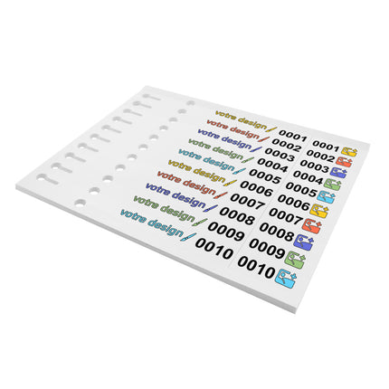 Étiquettes à boucle personnalisées et numérotées avec perforation - 250 x 19,1 mm - 100 étiquettes