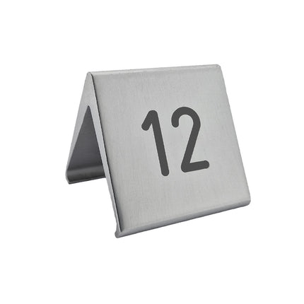Chevalet de table numéroté aluminium Élégant argenté - 60 x 55 mm - par pièce