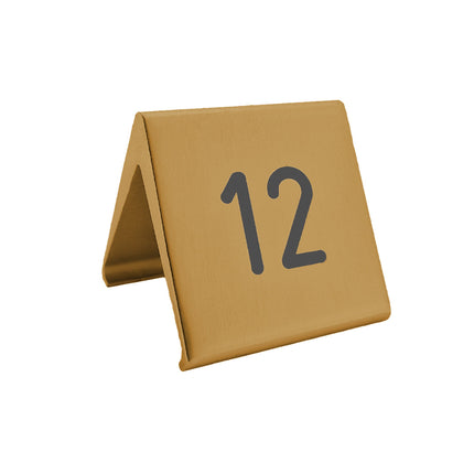 Chevalet de table numéroté aluminium Élégant doré - 60 x 55 mm - par pièce