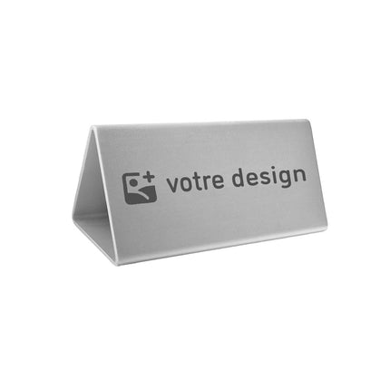 Chevalet de table argenté Cody personnalisé aluminium - 100 x 55 mm - par pièce