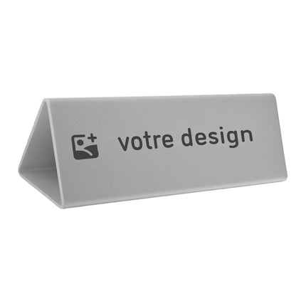 Chevalet de table argenté Cody personnalisé aluminium - 200 x 55 mm - par pièce