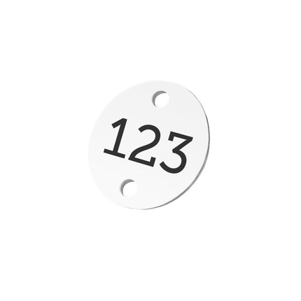 Jeton numéroté blanc en aluminium anodisé - avec trous - Ø30 mm - par pièce