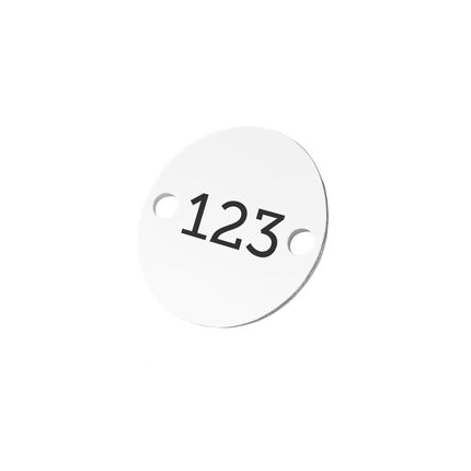 Jeton numéroté blanc en aluminium anodisé - avec trous - Ø30 mm - par pièce