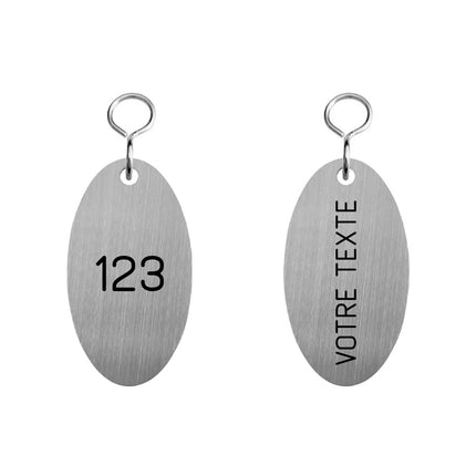 Porte-clés hôtel Marché gravé - acier inoxydable - 67 x 37 mm - par pièce