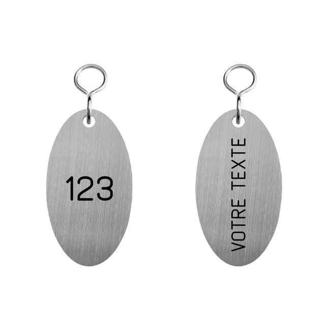 Porte-clés hôtel Marché gravé - acier inoxydable - 67 x 37 mm - par pièce