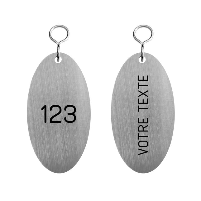 Porte-clés hôtel Marché gravé - acier inoxydable - 85 x 45 mm - par pièce