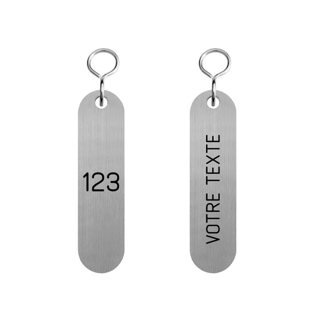 Porte-clés hôtel Chasse gravé - acier inoxydable - 78 x 20 mm - par pièce