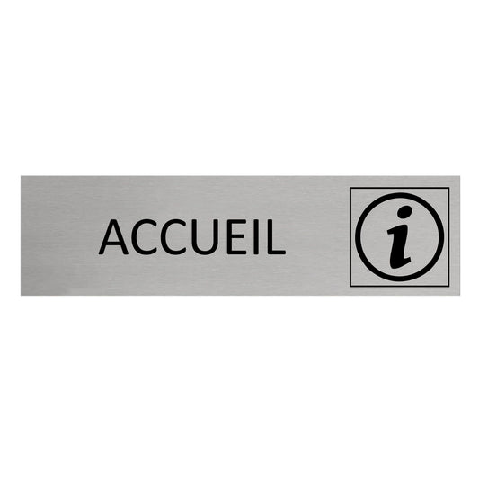 Plaque de porte Accueil -  aluminium - 165 x 45 mm