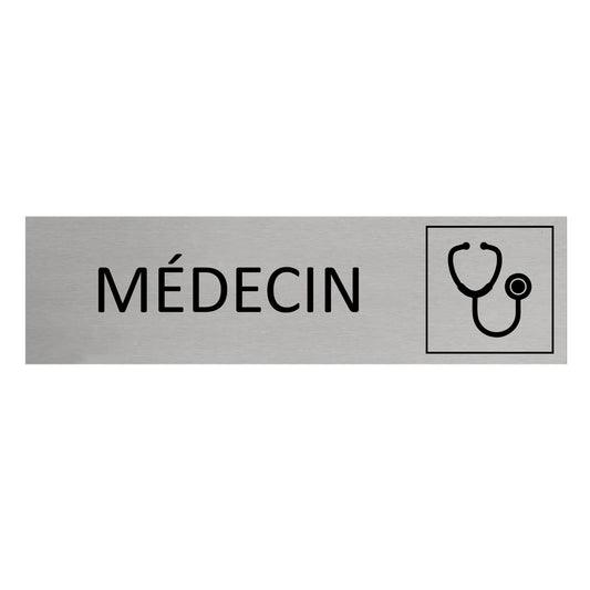 Plaque de porte Médecin -  aluminium - 165 x 45 mm