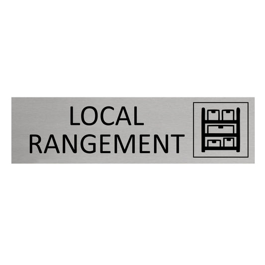 Plaque de porte Local Rangement -  aluminium - 165 x 45 mm