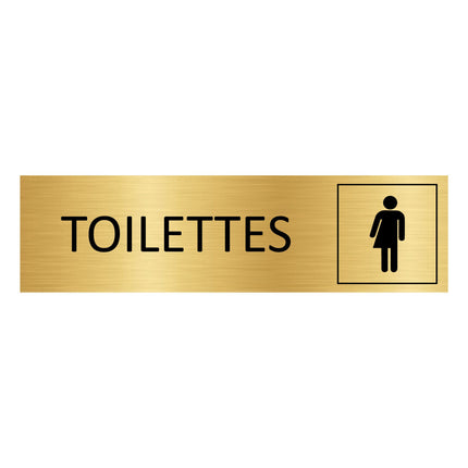 Plaque de porte Toilettes non genrées - aluminium doré - 165 x 45 mm