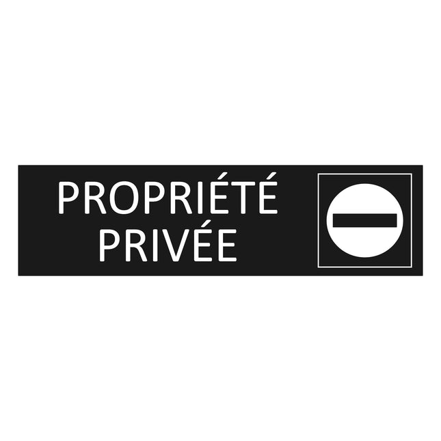 Plaque de porte Propiété privée - aluminium noir  - 165 x 45 mm